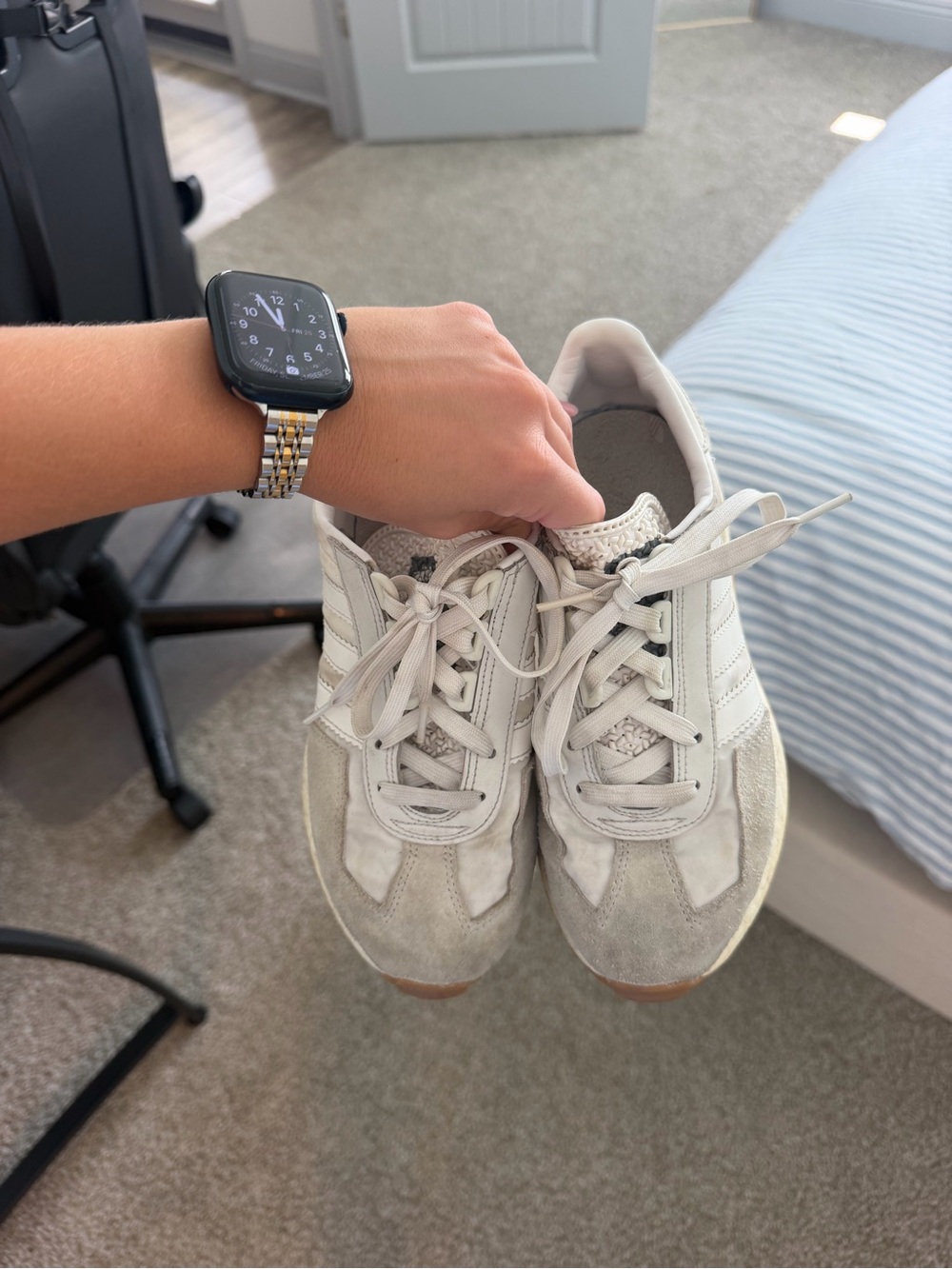 adidas Originals Retro Running Sneakers in Off-White and Light Gray